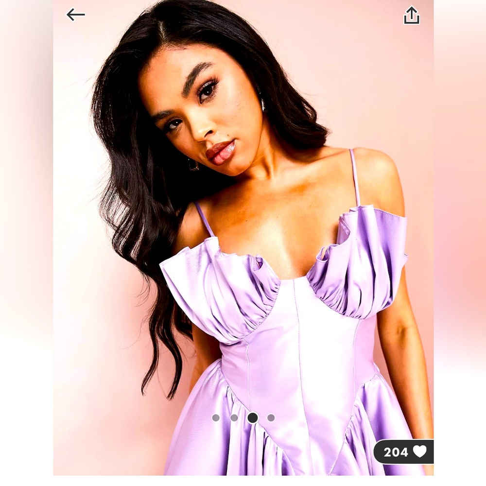 ASOS luxe satin fan mini dress in lilac